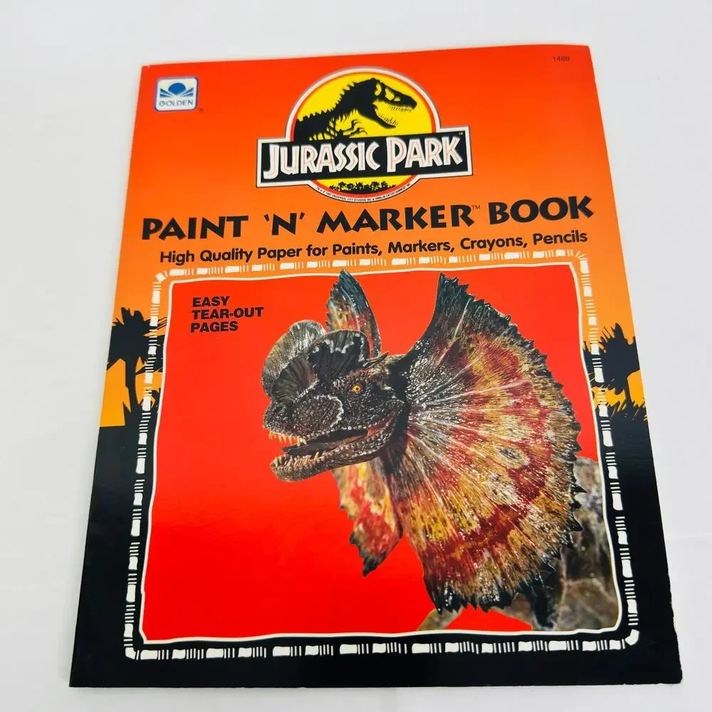 Vtg 1993 Jurassic Park‎ Golden Paint 'N' Marker Book Dinosaurs Kids Art Coloring
